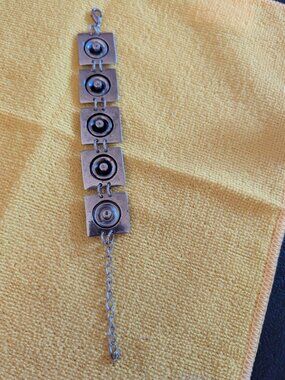 BOHO METAL PANELLED BRACELET 8 INCHES LONG